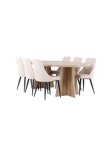 Matgrupp Bootcut med Leone matstolar, 230 × 115 cm
