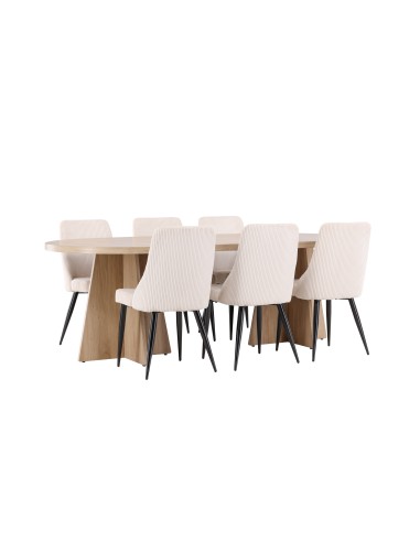 Matgrupp Bootcut med Leone matstolar, 230 × 115 cm