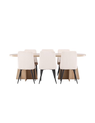 Matgrupp Bootcut med Leone matstolar, 230 × 115 cm