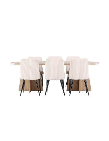 Matgrupp Bootcut med Leone matstolar, 230 × 115 cm