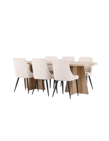 Matgrupp Bootcut med Leone matstolar, 230 × 115 cm