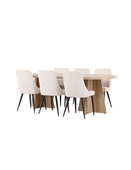 Matgrupp Bootcut med Leone matstolar, 230 × 115 cm