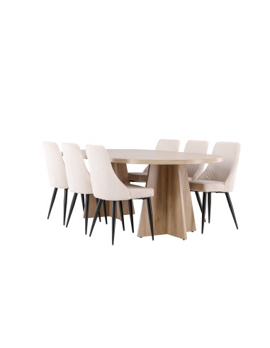 Matgrupp Bootcut med Leone matstolar, 230 × 115 cm