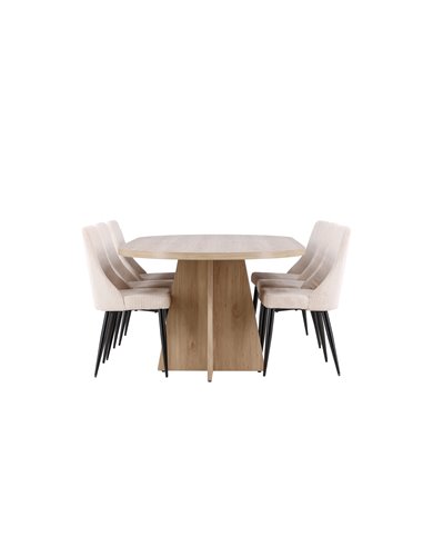 Matgrupp Bootcut med Leone matstolar, 230 × 115 cm