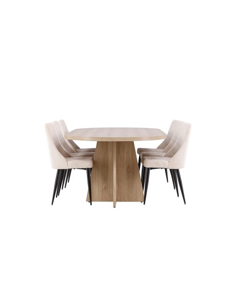 Matgrupp Bootcut med Leone matstolar, 230 × 115 cm