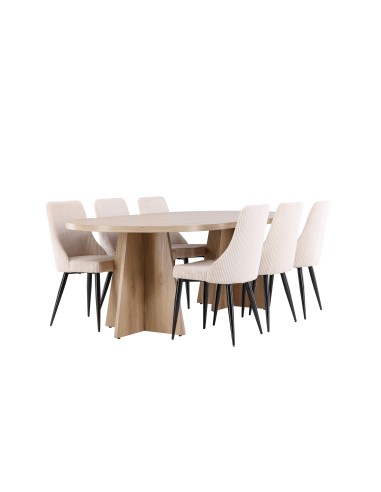 Matgrupp Bootcut med Leone matstolar, 230 × 115 cm