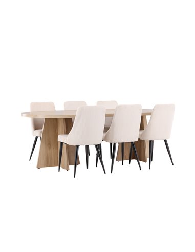Matgrupp Bootcut med Leone matstolar, 230 × 115 cm