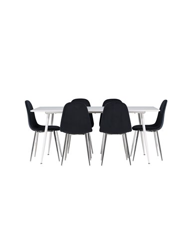Matgrupp Silar med Polar matstolar, 180 × 90 cm