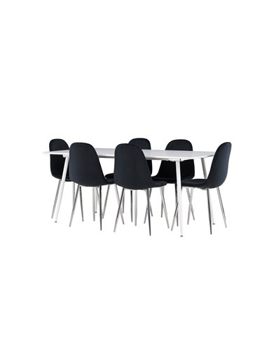 Matgrupp Silar med Polar matstolar, 180 × 90 cm