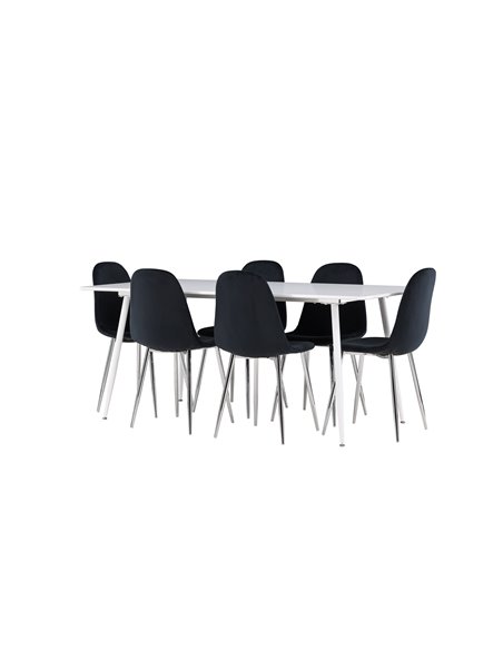 Matgrupp Silar med Polar matstolar, 180 × 90 cm