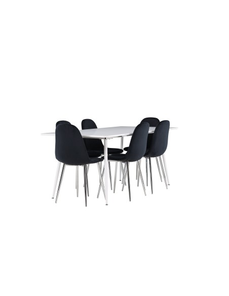 Matgrupp Silar med Polar matstolar, 180 × 90 cm