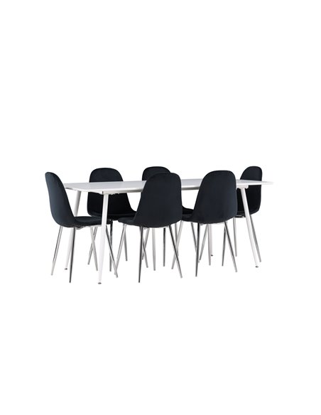 Matgrupp Silar med Polar matstolar, 180 × 90 cm