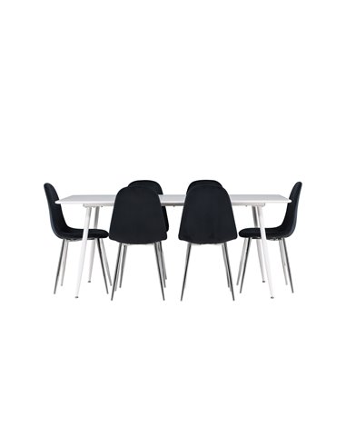 Matgrupp Silar med Polar matstolar, 180 × 90 cm