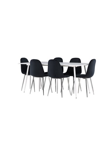 Matgrupp Silar med Polar matstolar, 180 × 90 cm