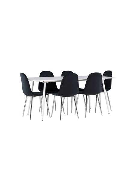 Matgrupp Silar med Polar matstolar, 180 × 90 cm