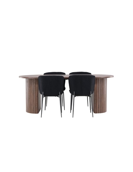 Matgrupp Härön med Modesto matstolar, 200 × 90 cm