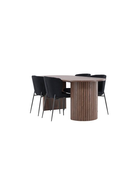 Matgrupp Härön med Modesto matstolar, 200 × 90 cm