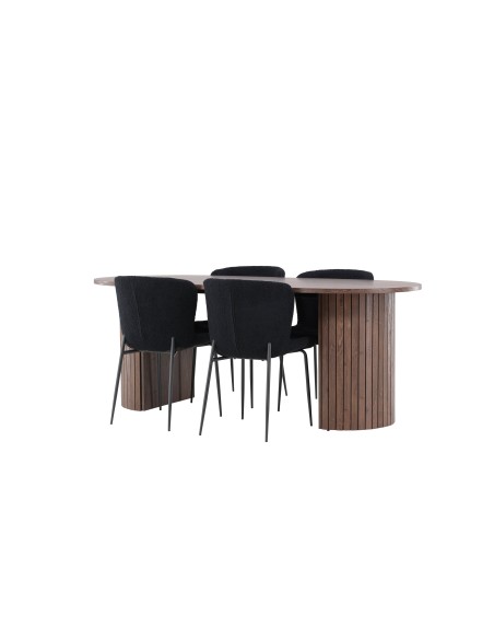Matgrupp Härön med Modesto matstolar, 200 × 90 cm