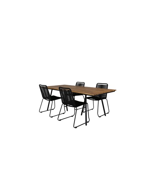 Matgrupp Chan med Lindos matstolar, 200 × 100 cm