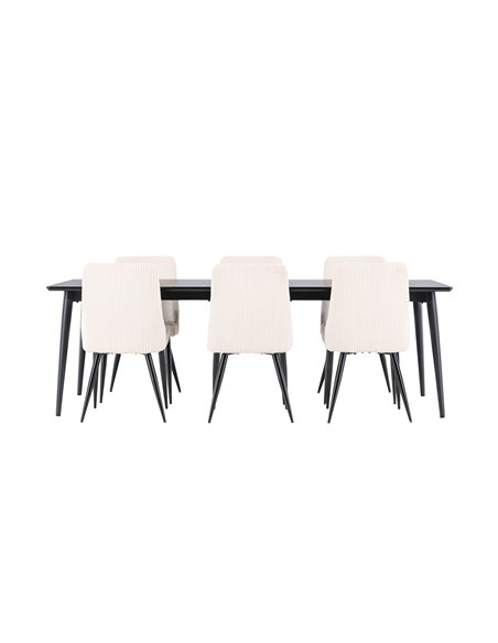 Matgrupp Ellis med Leone matstolar, 230 × 85 cm