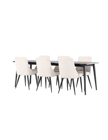 Matgrupp Ellis med Leone matstolar, 230 × 85 cm