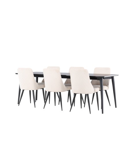 Matgrupp Ellis med Leone matstolar, 230 × 85 cm