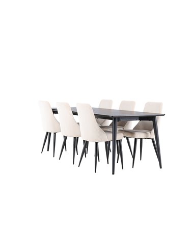Matgrupp Ellis med Leone matstolar, 230 × 85 cm