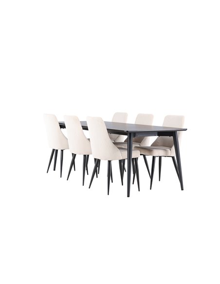 Matgrupp Ellis med Leone matstolar, 230 × 85 cm