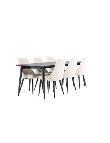 Matgrupp Ellis med Leone matstolar, 230 × 85 cm