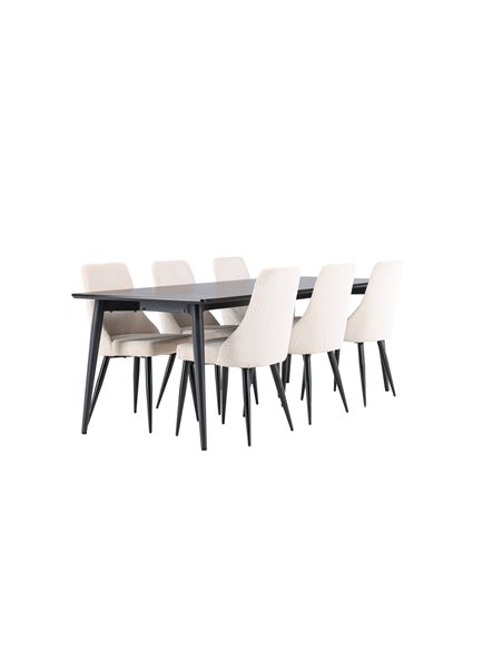 Matgrupp Ellis med Leone matstolar, 230 × 85 cm
