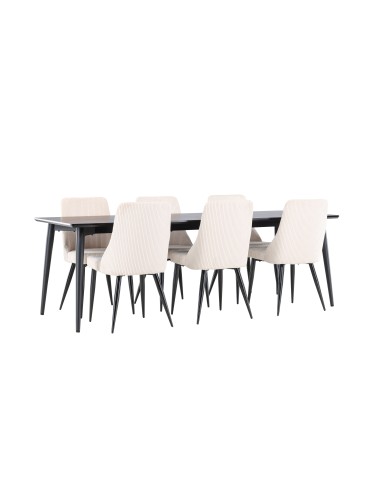 Matgrupp Ellis med Leone matstolar, 230 × 85 cm
