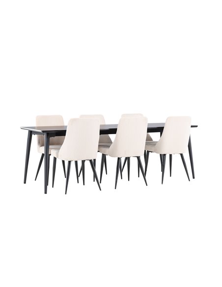 Matgrupp Ellis med Leone matstolar, 230 × 85 cm