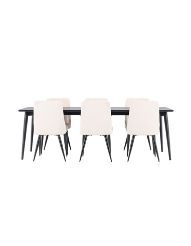 Matgrupp Ellis med Leone matstolar, 230 × 85 cm