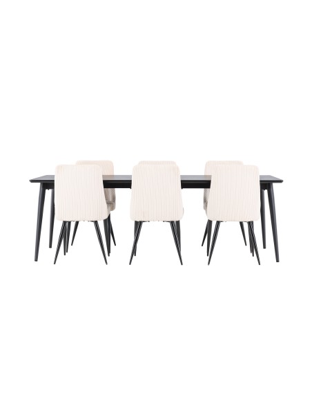 Matgrupp Ellis med Leone matstolar, 230 × 85 cm