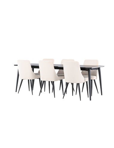 Matgrupp Ellis med Leone matstolar, 230 × 85 cm