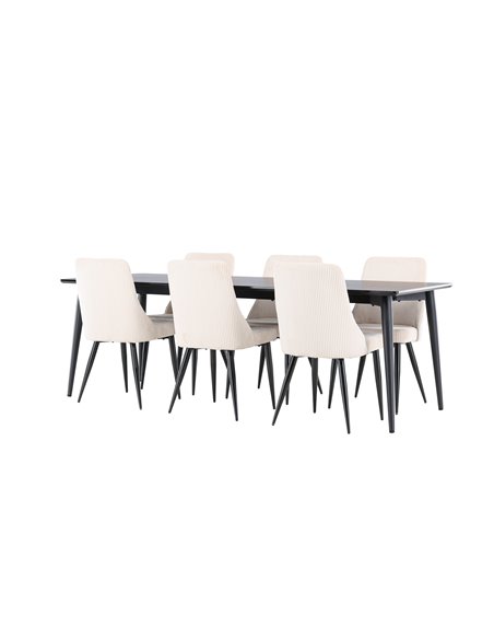 Matgrupp Ellis med Leone matstolar, 230 × 85 cm