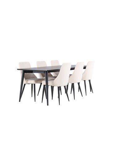 Matgrupp Ellis med Leone matstolar, 230 × 85 cm