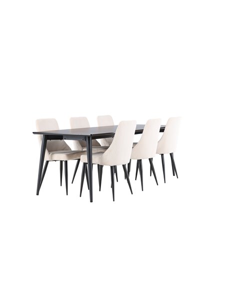 Matgrupp Ellis med Leone matstolar, 230 × 85 cm