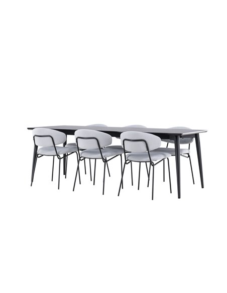 Matgrupp Ellis med Chico matstolar, 230 × 85 cm