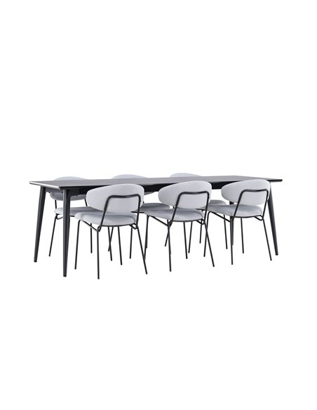 Matgrupp Ellis med Chico matstolar, 230 × 85 cm