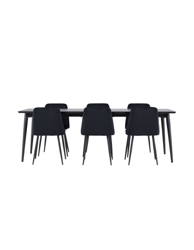 Matgrupp Ellis med Night matstolar, 230 × 85 cm