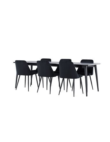 Matgrupp Ellis med Night matstolar, 230 × 85 cm