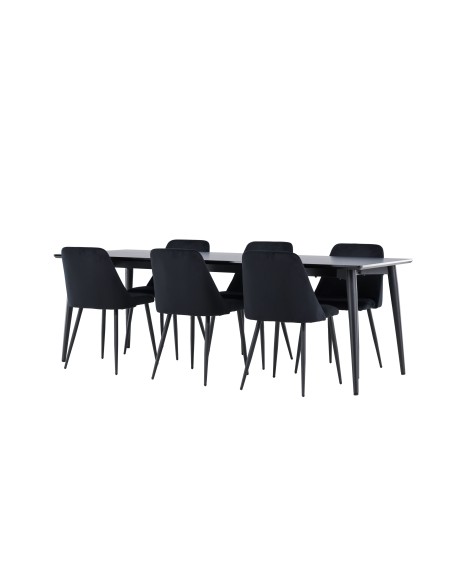 Matgrupp Ellis med Night matstolar, 230 × 85 cm