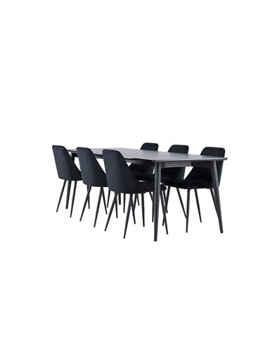 Matgrupp Ellis med Night matstolar, 230 × 85 cm