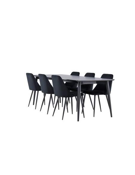 Matgrupp Ellis med Night matstolar, 230 × 85 cm