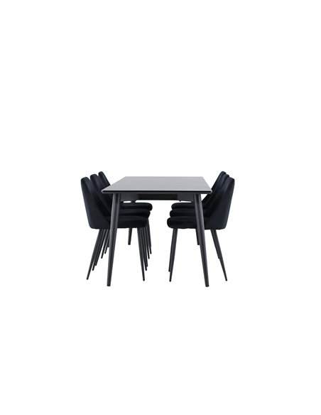 Matgrupp Ellis med Night matstolar, 230 × 85 cm