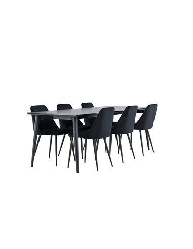 Matgrupp Ellis med Night matstolar, 230 × 85 cm