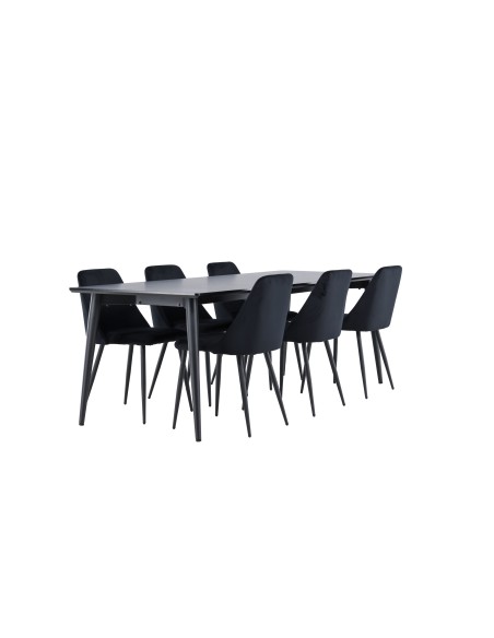 Matgrupp Ellis med Night matstolar, 230 × 85 cm