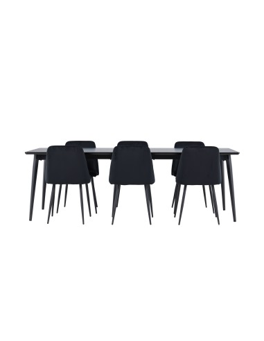 Matgrupp Ellis med Night matstolar, 230 × 85 cm
