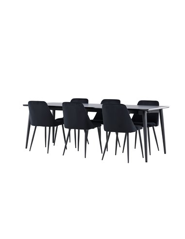 Matgrupp Ellis med Night matstolar, 230 × 85 cm
